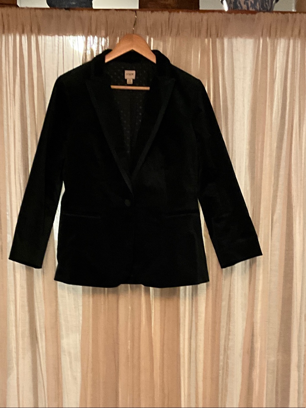 J. Crew Black Velvet Notch-Lapel Blazer